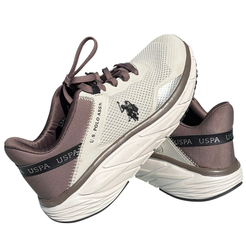 US Polo Assn Mens Lukas-ML Sneakers Arctic Wolf Coffee Quartz Grey Size 8 M